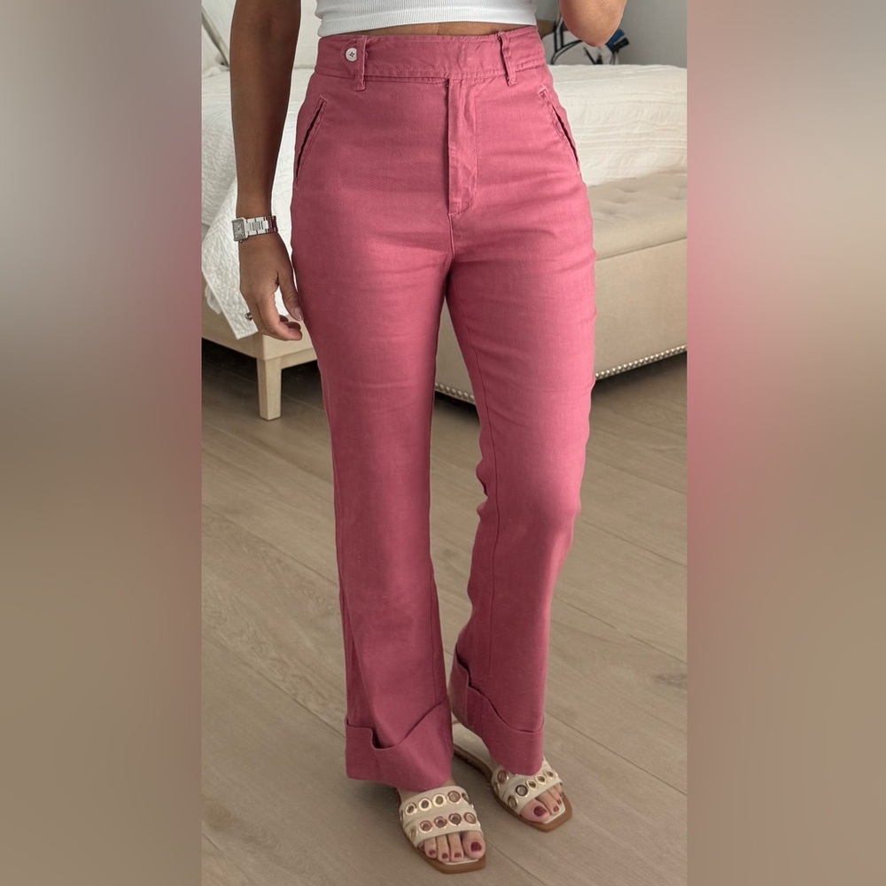 Anthropologie Stylish Pink High-Waisted Pants